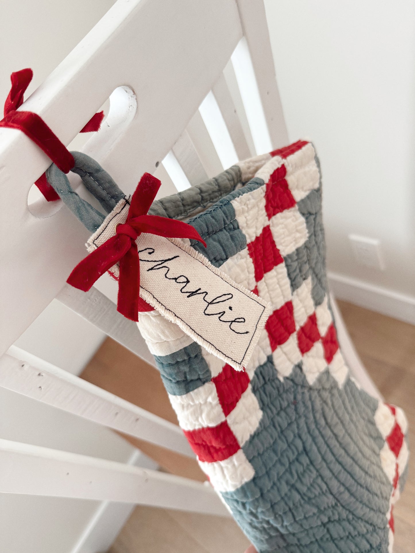 Custom Embroidered Stocking Tags-Cursive