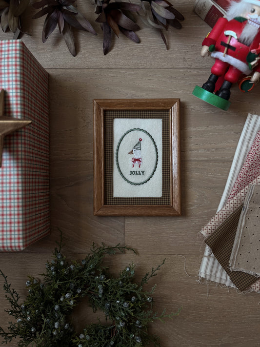 Vintage Framed Christmas Embroidery