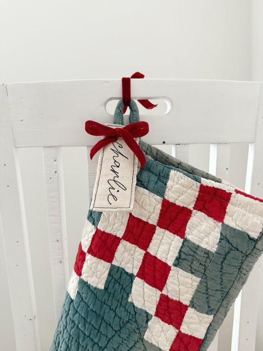 Custom Embroidered Stocking Tags-Cursive