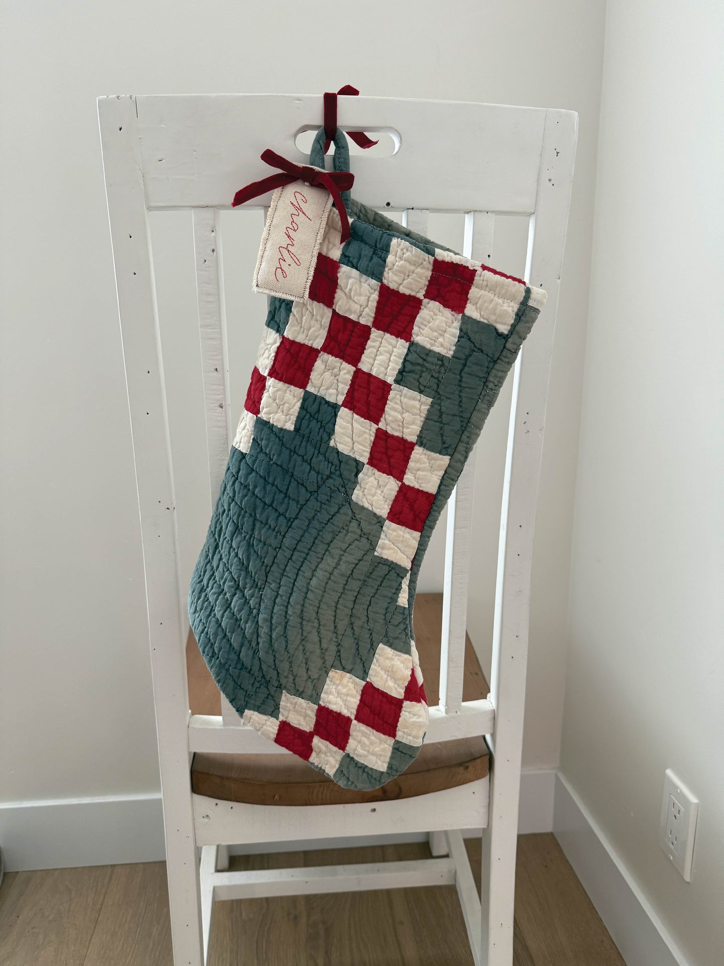 Custom Embroidered Stocking Tags-Cursive