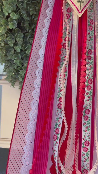 Embroidered Valentines ornament- swans